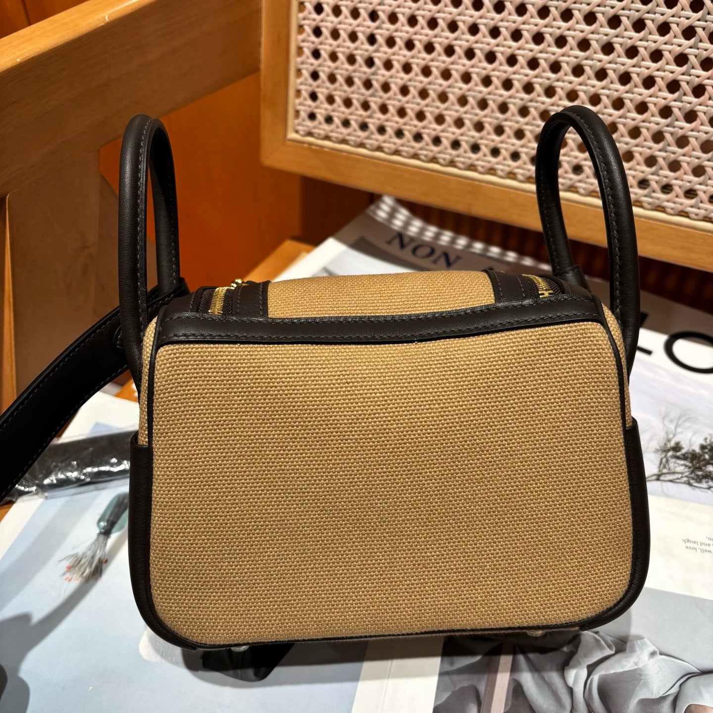 Hermes Lindy 19 Canvas Mousse Date Brown LD2607301
