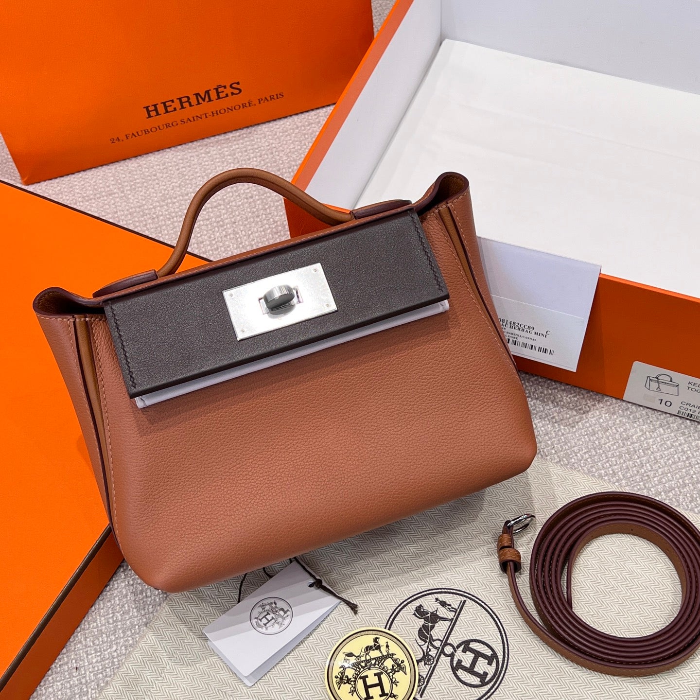 Hermes Germany Leather 2424 Bag Brown Si - View 1