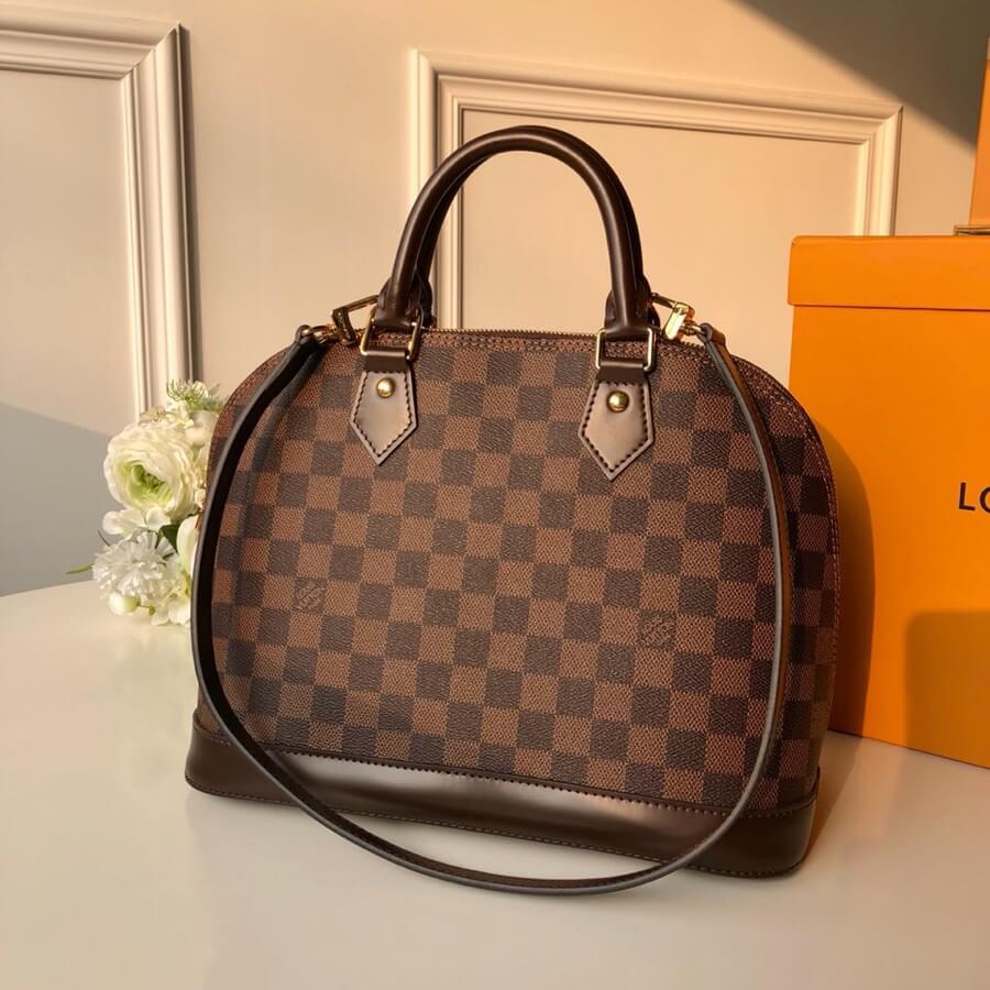 alma pm damier canvas m53151 brown handbag