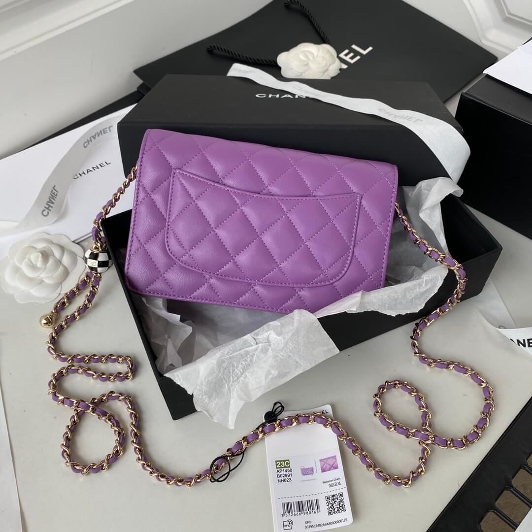 ap1450 wallet on chain shoulder bag cross body bags purple lambskin
