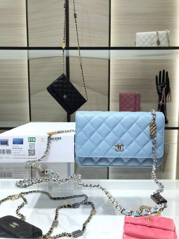 ap2400 woc shoulder bag cross body bags light blue lambskin caviar