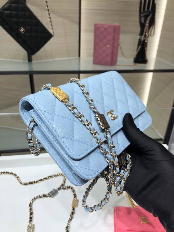 ap2400 woc shoulder bag cross body bags light blue lambskin caviar