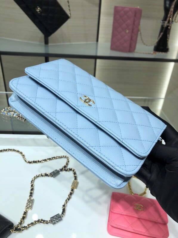 ap2400 woc shoulder bag cross body bags light blue lambskin caviar