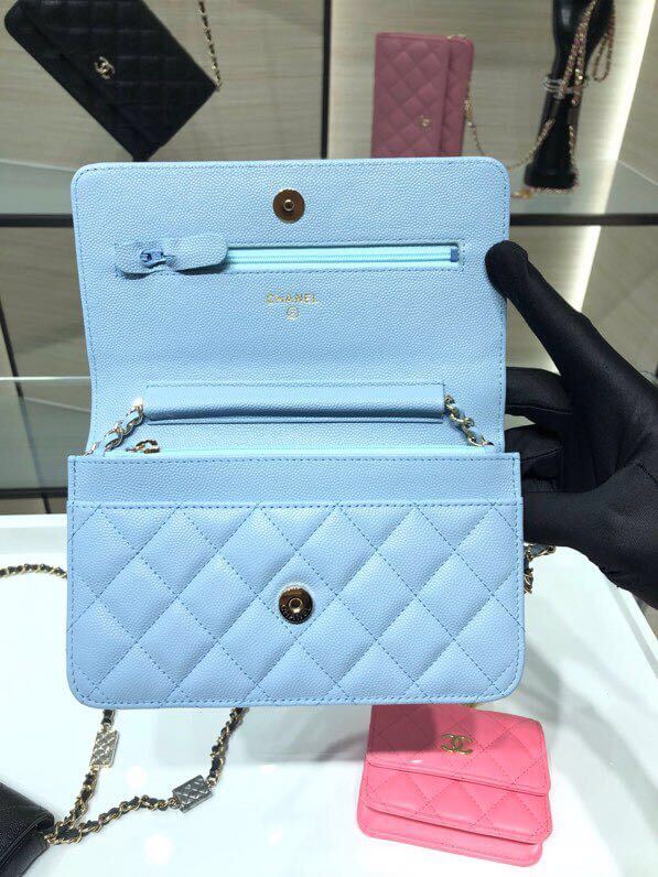ap2400 woc shoulder bag cross body bags light blue lambskin caviar