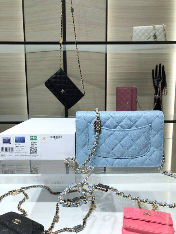 ap2400 woc shoulder bag cross body bags light blue lambskin caviar