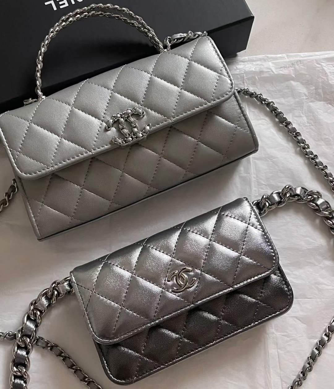cha ap3238 silver leahter handbag crossbody bag newest design