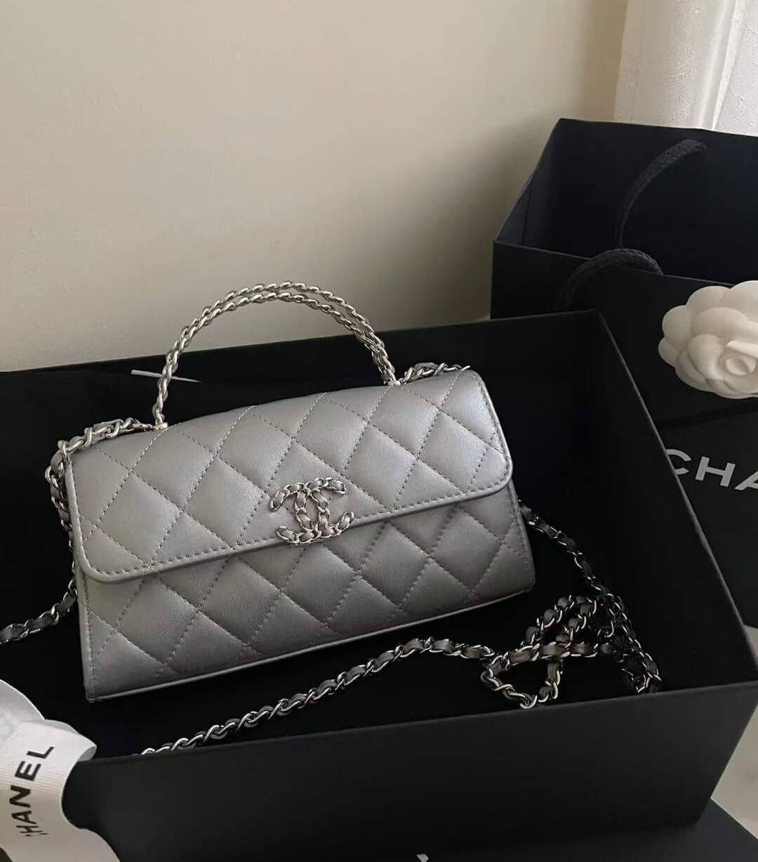 cha ap3238 silver leahter handbag crossbody bag newest design