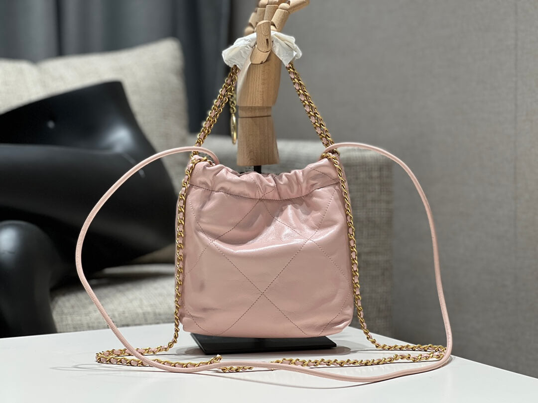 cha as3980 chan 22 mini handbag calfskin light pink