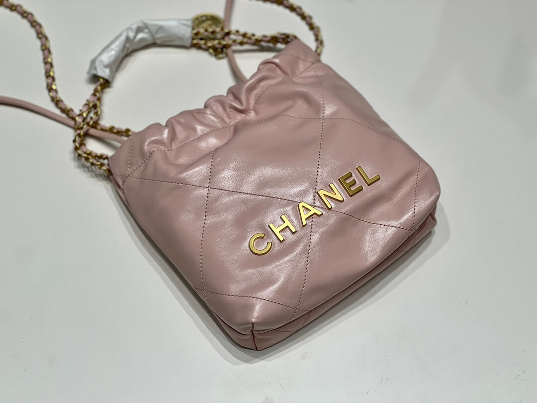 cha as3980 chan 22 mini handbag calfskin light pink