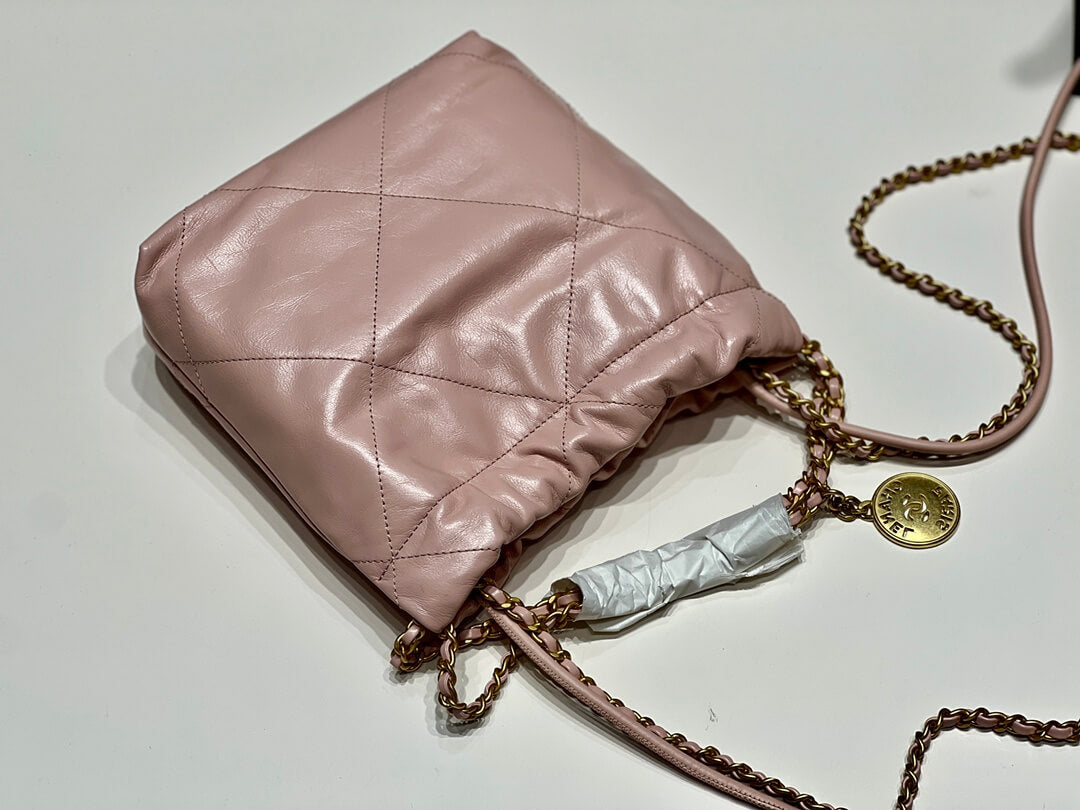 cha as3980 chan 22 mini handbag calfskin light pink