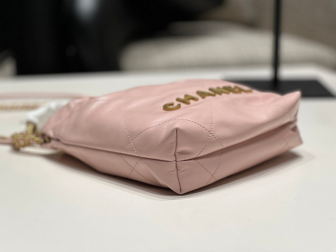 cha as3980 chan 22 mini handbag calfskin light pink