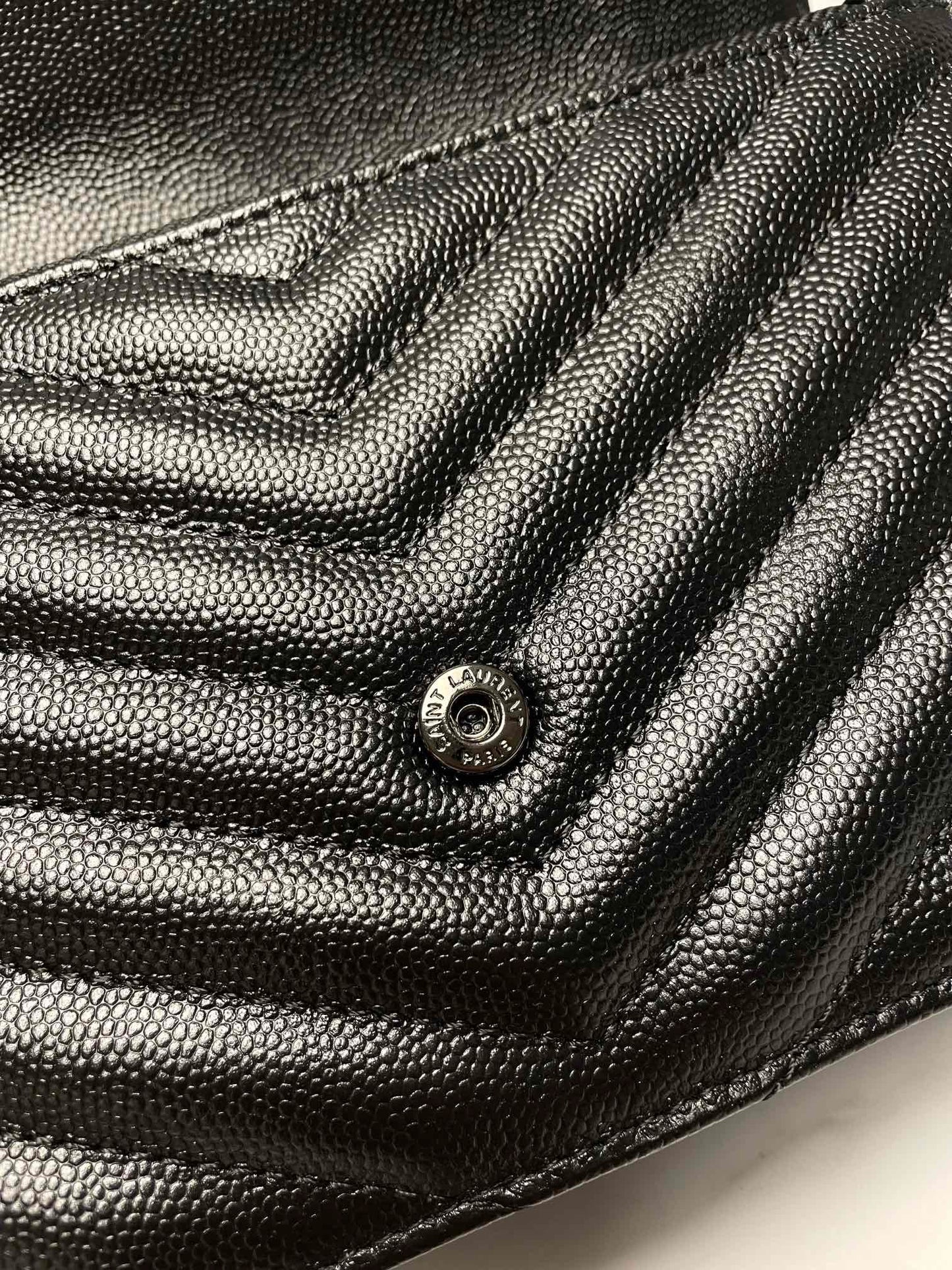 ysl black envelope small bag in mix matelasse grain de poudre embossed leather