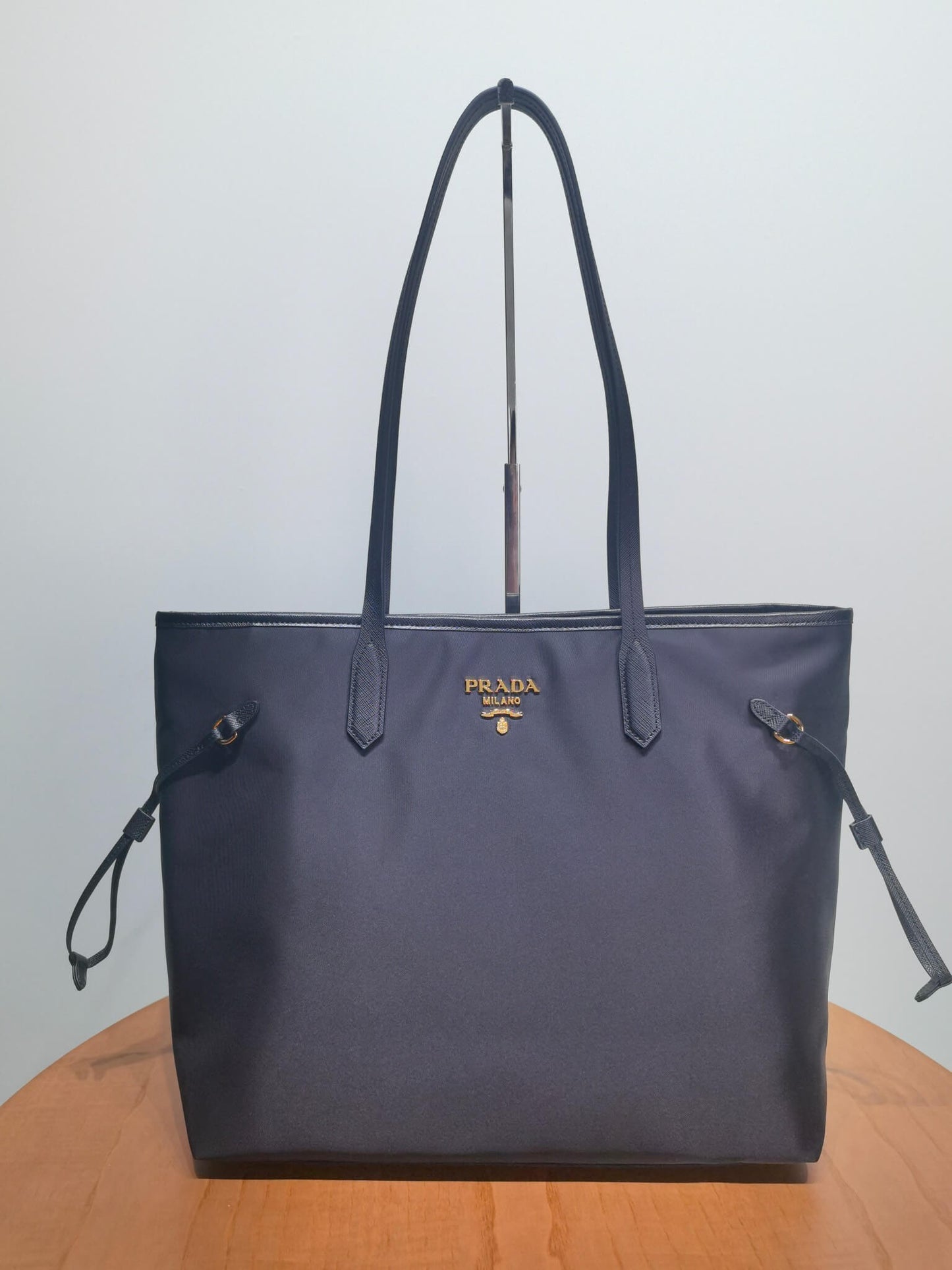 PRA BLACK RECYCLED NYLON TOTE Shoping HANDBAG 1BG955