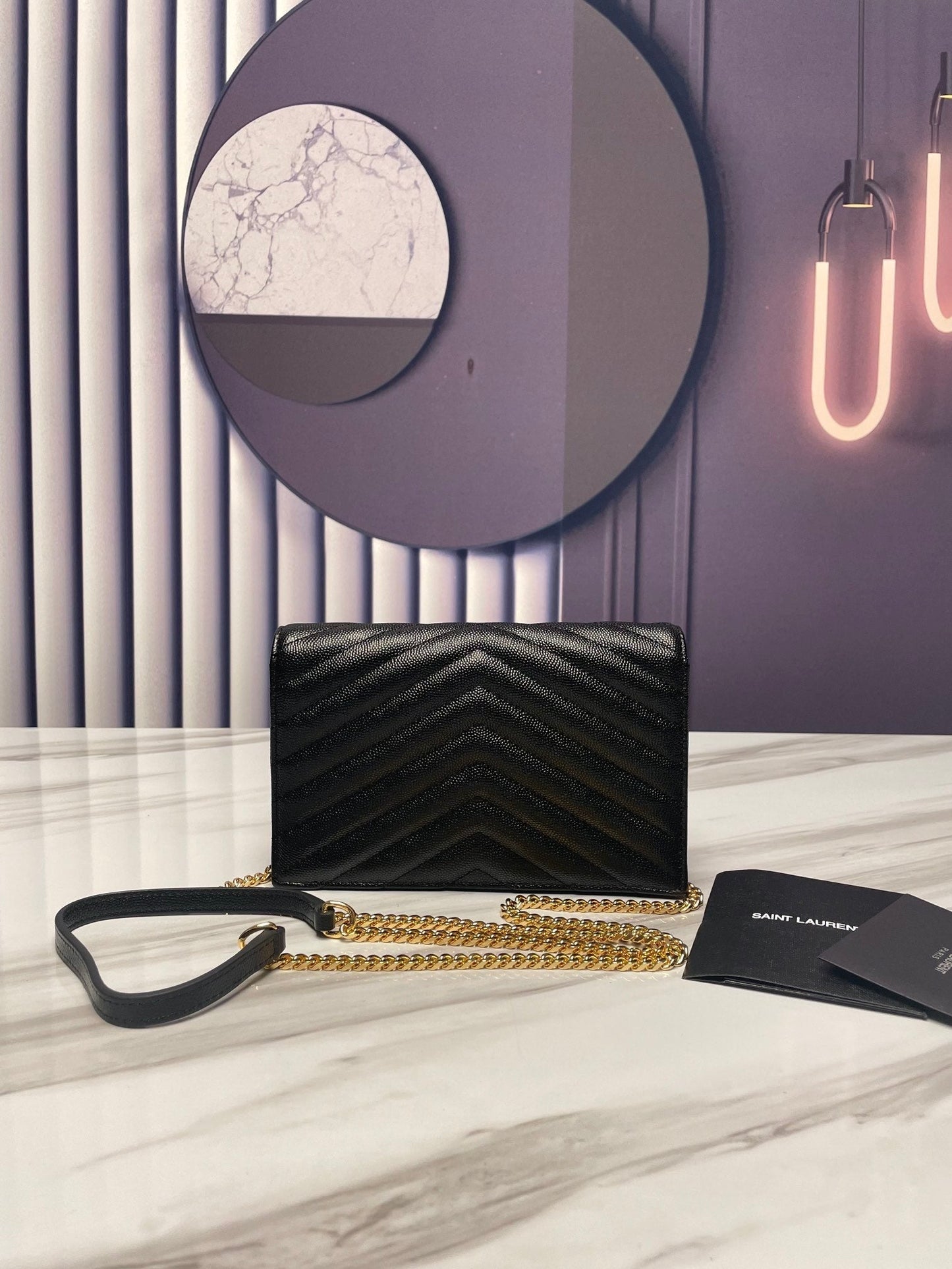 ysl black gold hardware envelope small bag in mix matelasse grain de poudre embossed leather