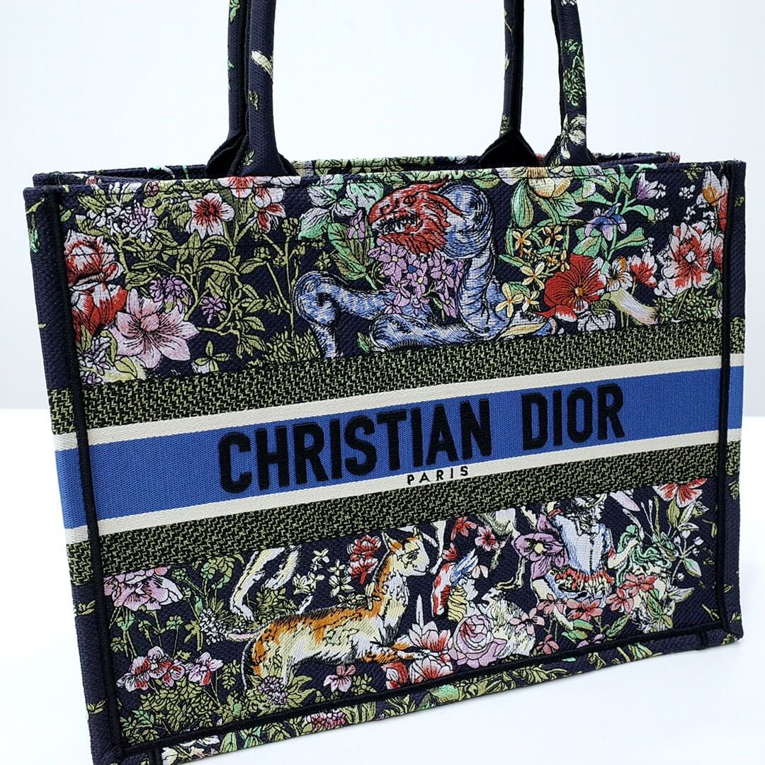 dior book tote green black small size 36cm 1286 embroidery logo