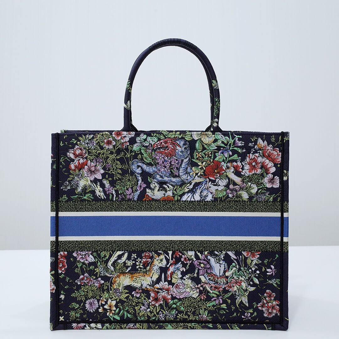 1286 book tote big size 41 5cm 36 5cm embroidery logo handbag black blue