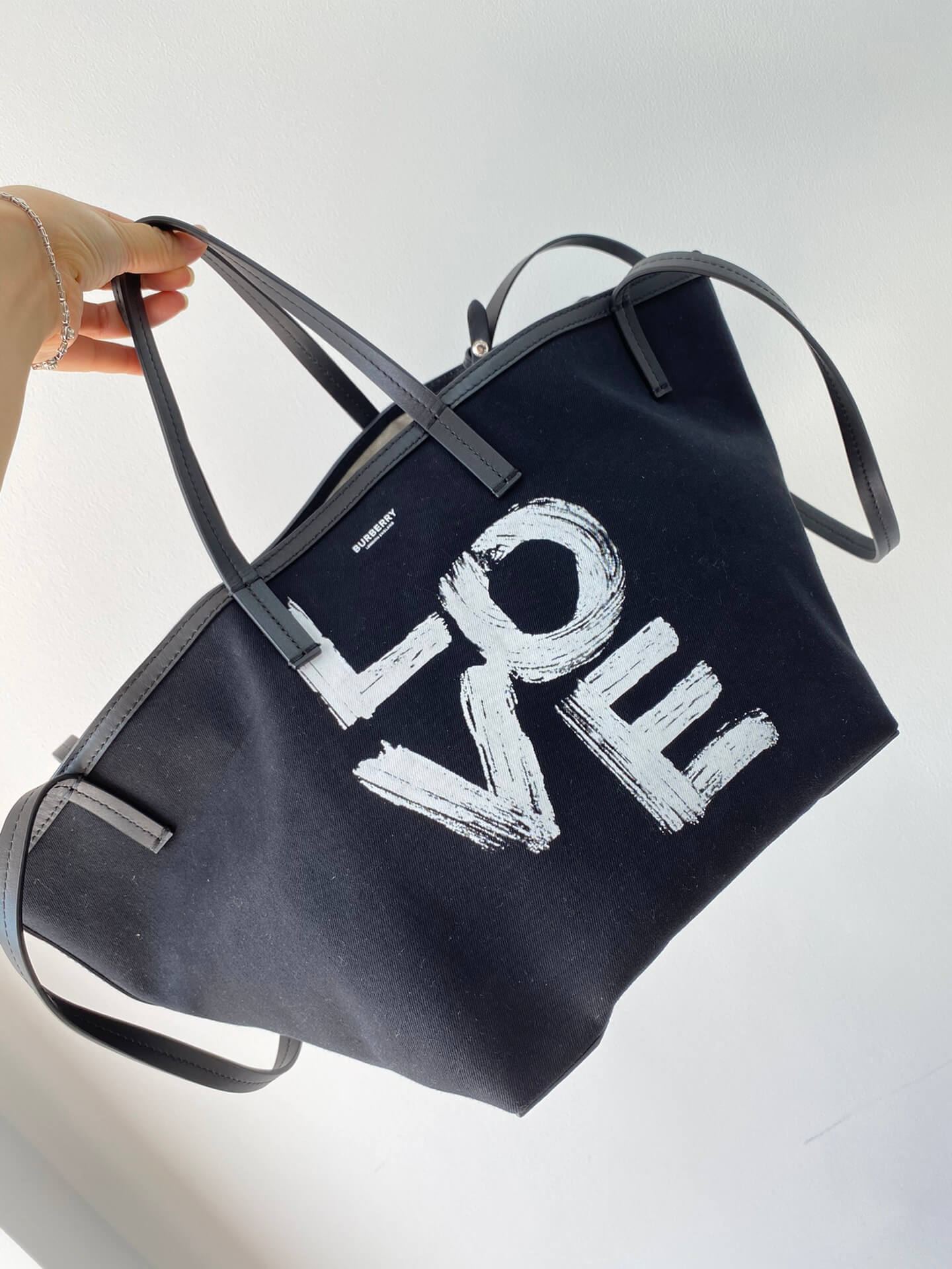 burberry tote canvas handbag black 650678