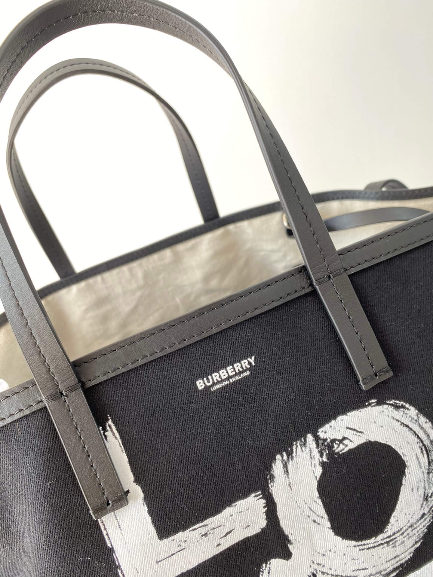 burberry tote canvas handbag black 650678
