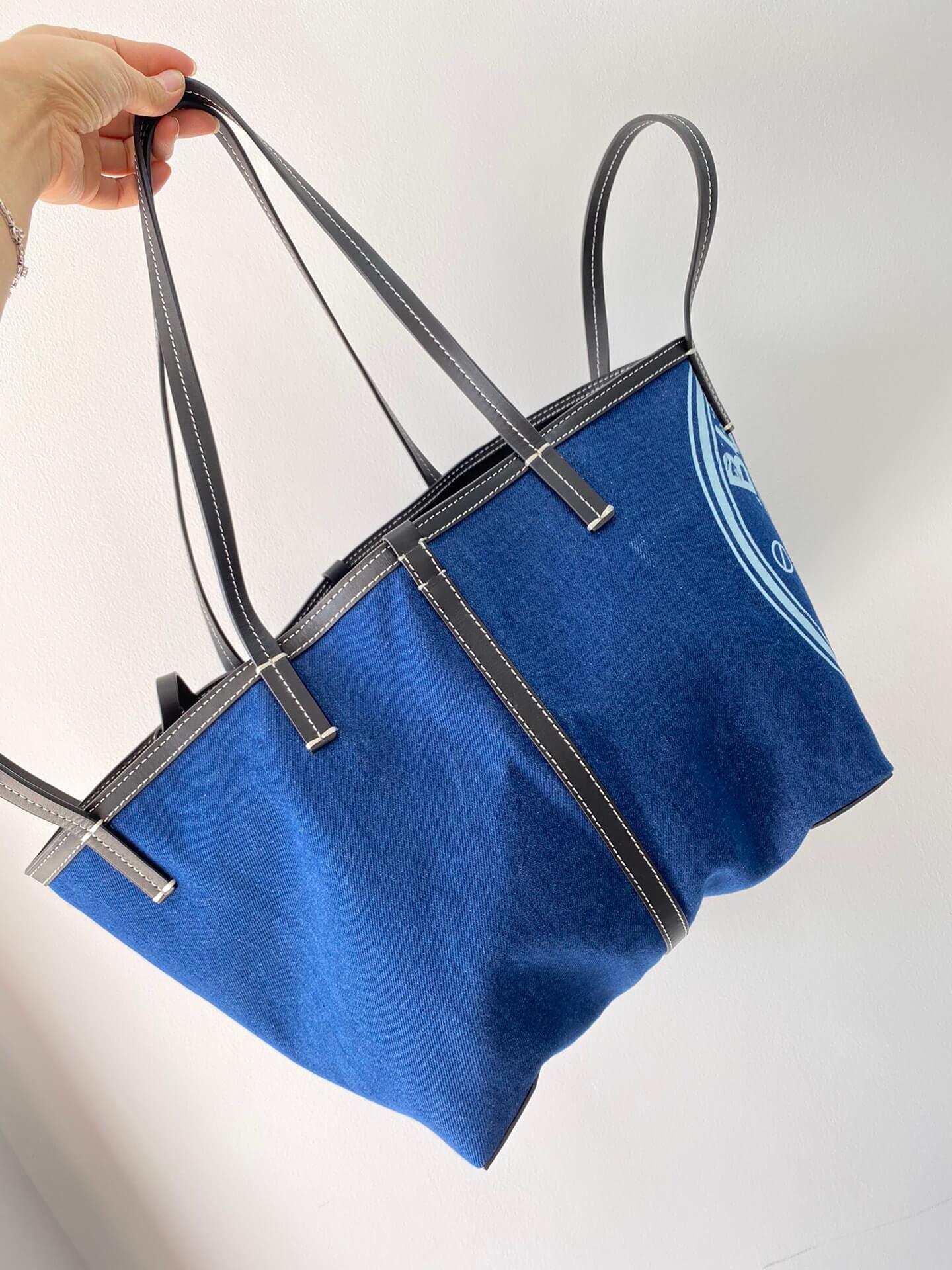 burberry tote canvas handbag blue 650678