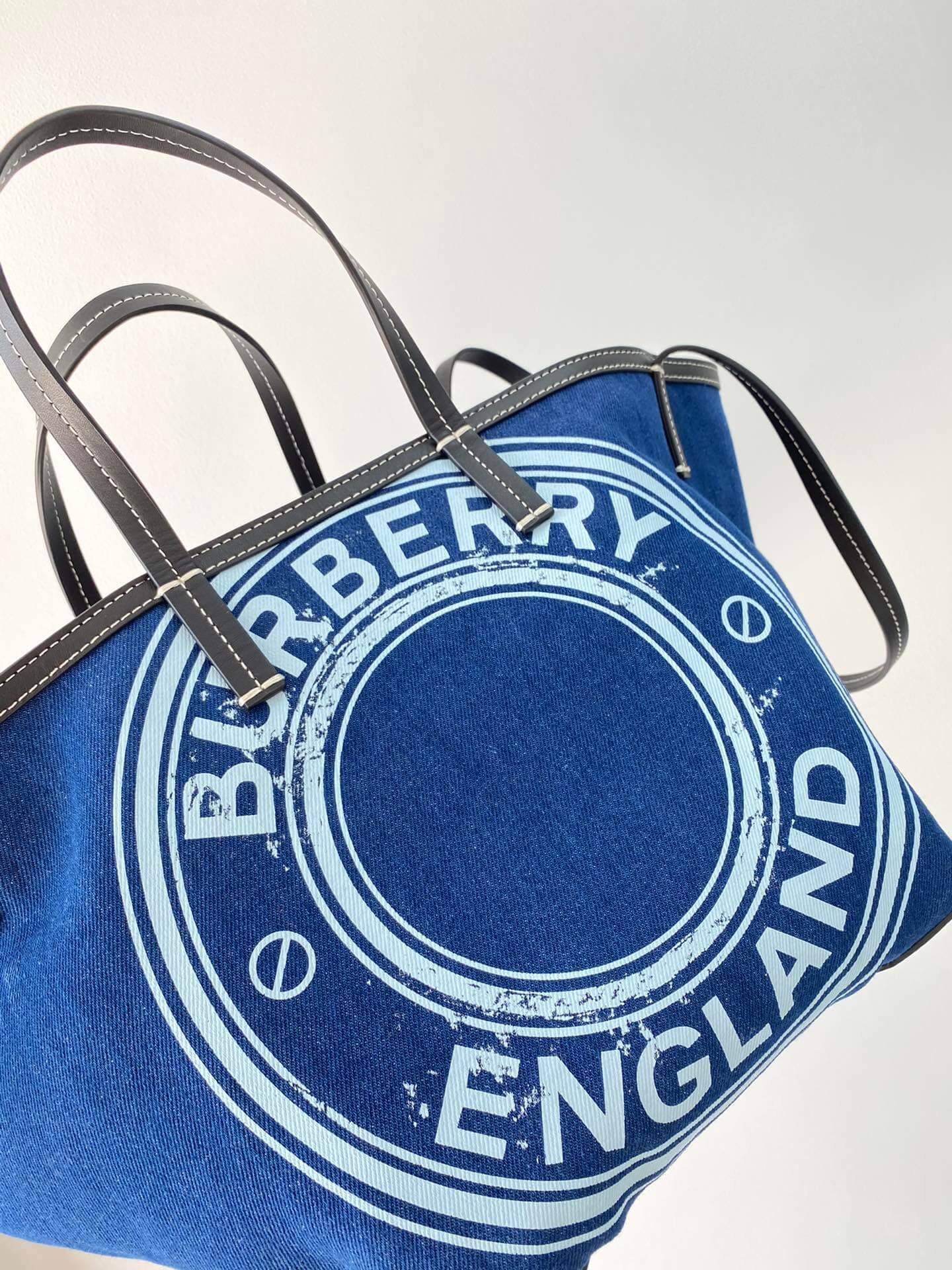 burberry tote canvas handbag blue 650678