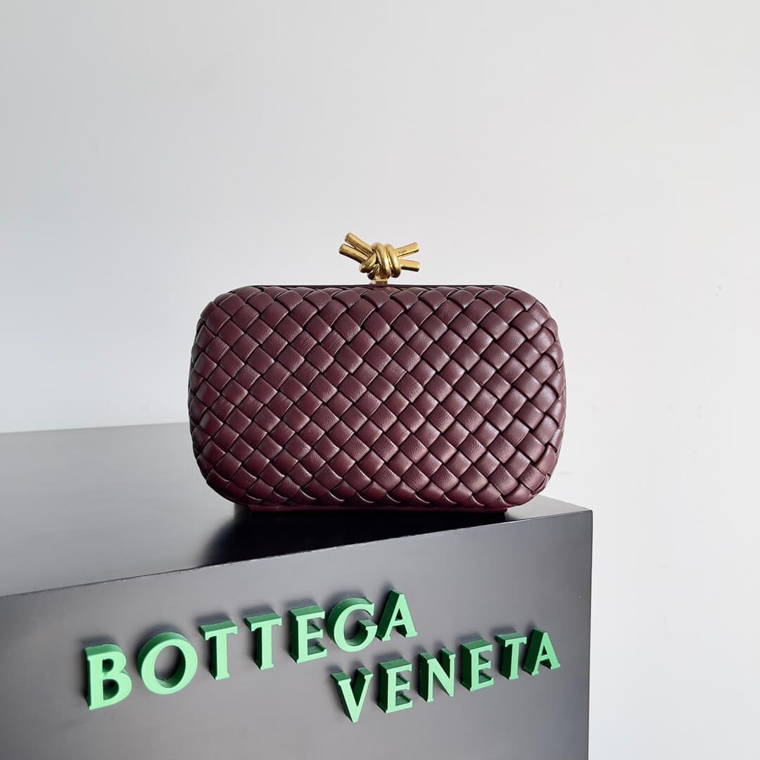 bv knot clutch bag 717622 prismatic maroon wine red
