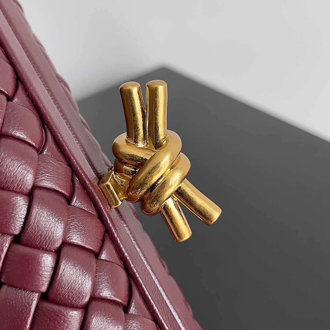 bv knot clutch bag 717622 prismatic maroon wine red