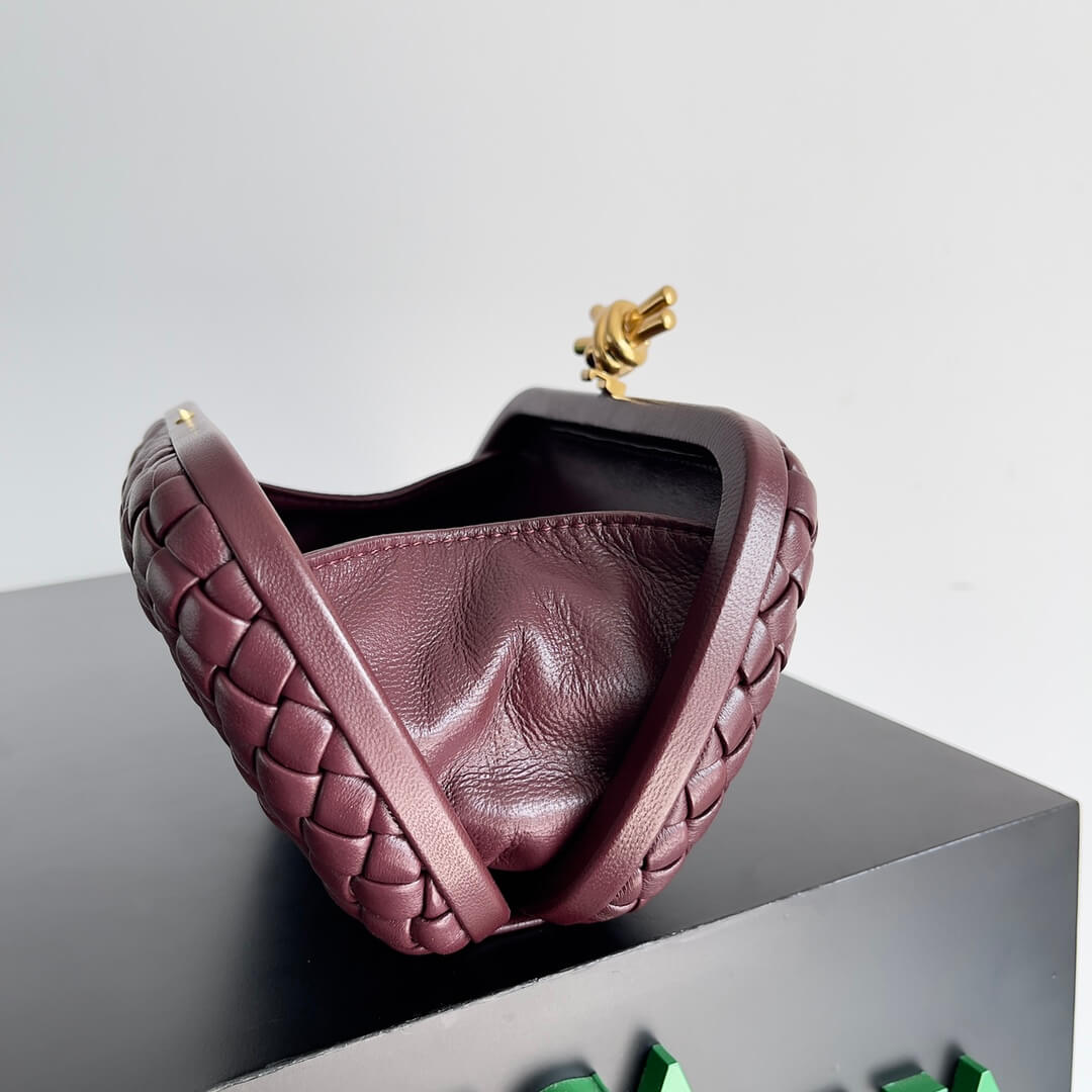 bv knot clutch bag 717622 prismatic maroon wine red