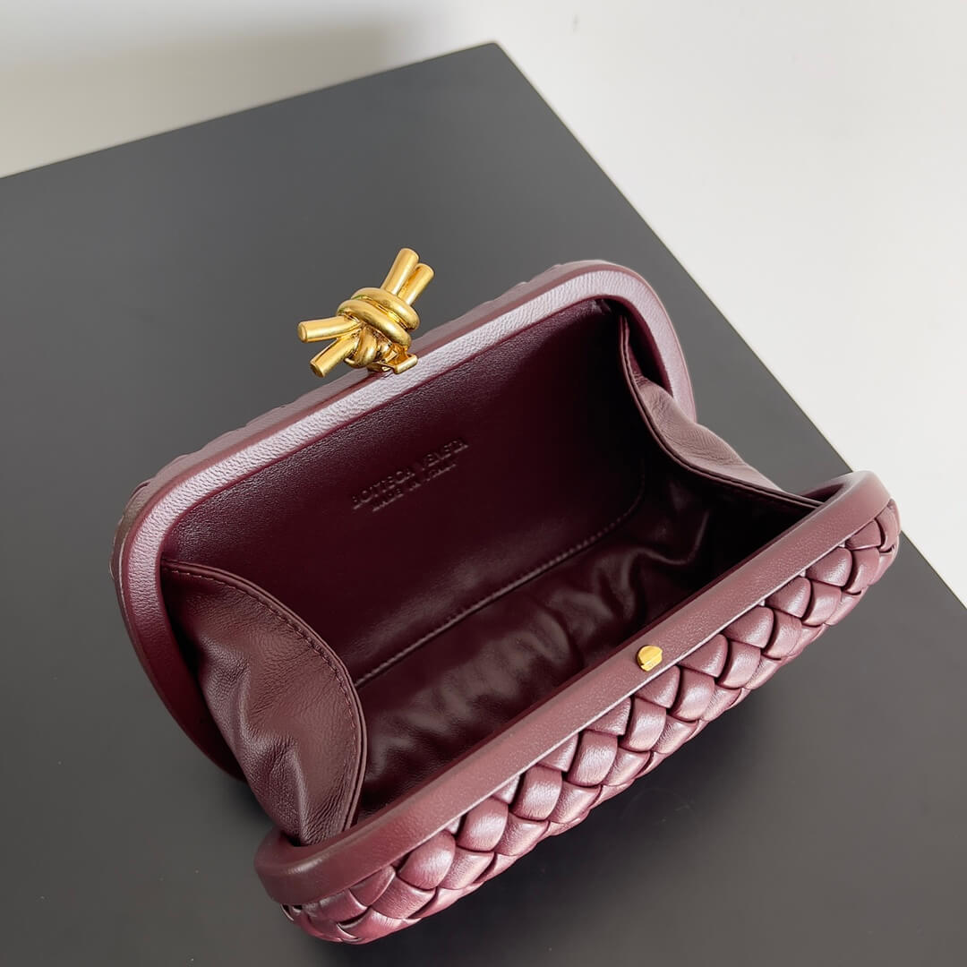 bv knot clutch bag 717622 prismatic maroon wine red