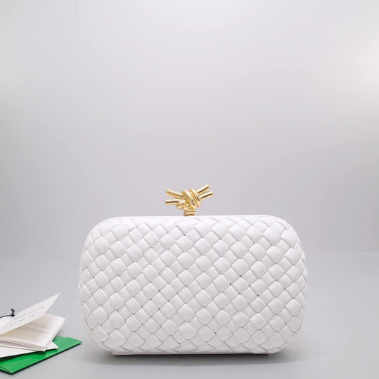 BV Knot Clutch Bag 717622 Prismatic white