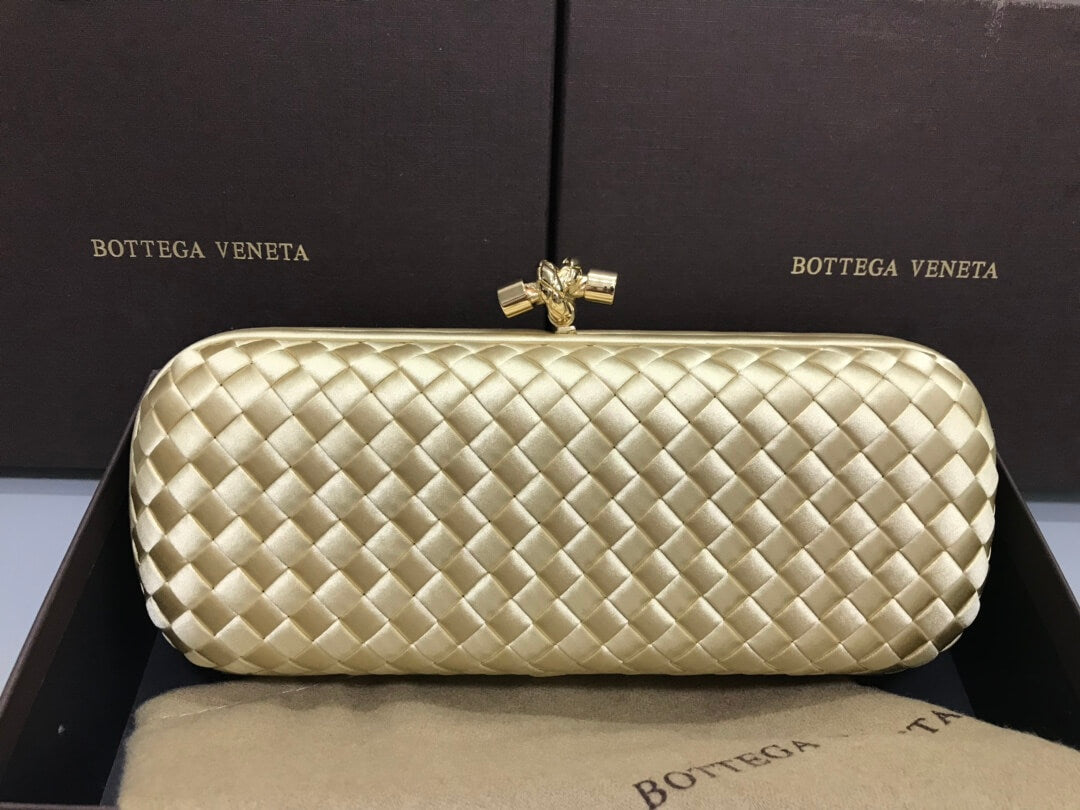 bv stretch box knot clutch bag 754783 yellow gold