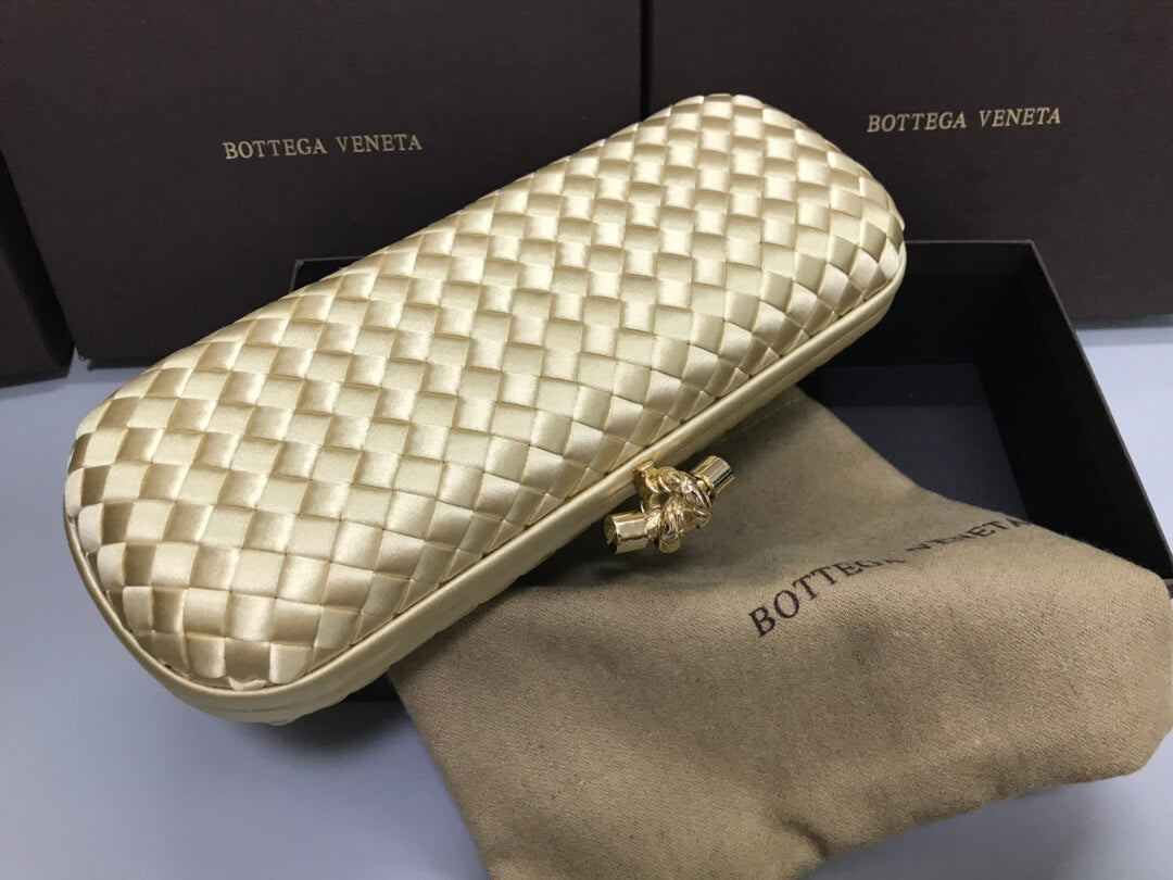 bv stretch box knot clutch bag 754783 yellow gold