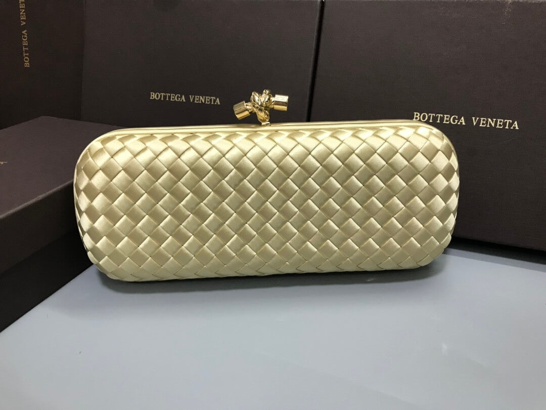 bv stretch box knot clutch bag 754783 yellow gold