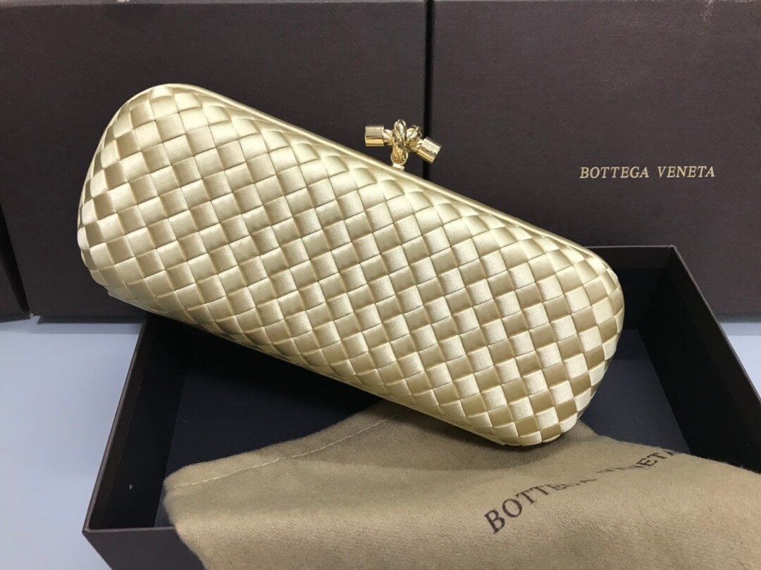 bv stretch box knot clutch bag 754783 yellow gold