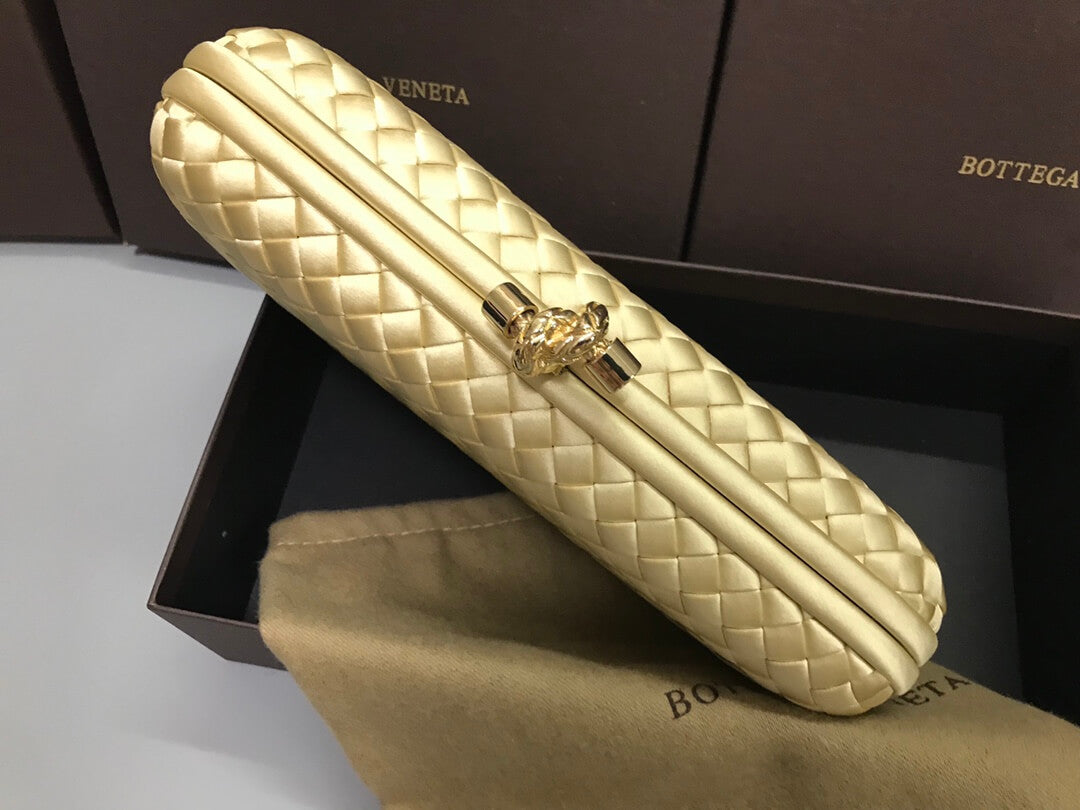 bv stretch box knot clutch bag 754783 yellow gold