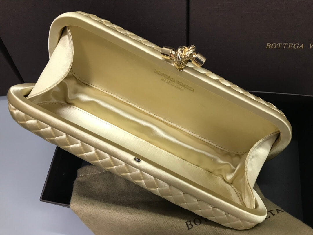 bv stretch box knot clutch bag 754783 yellow gold