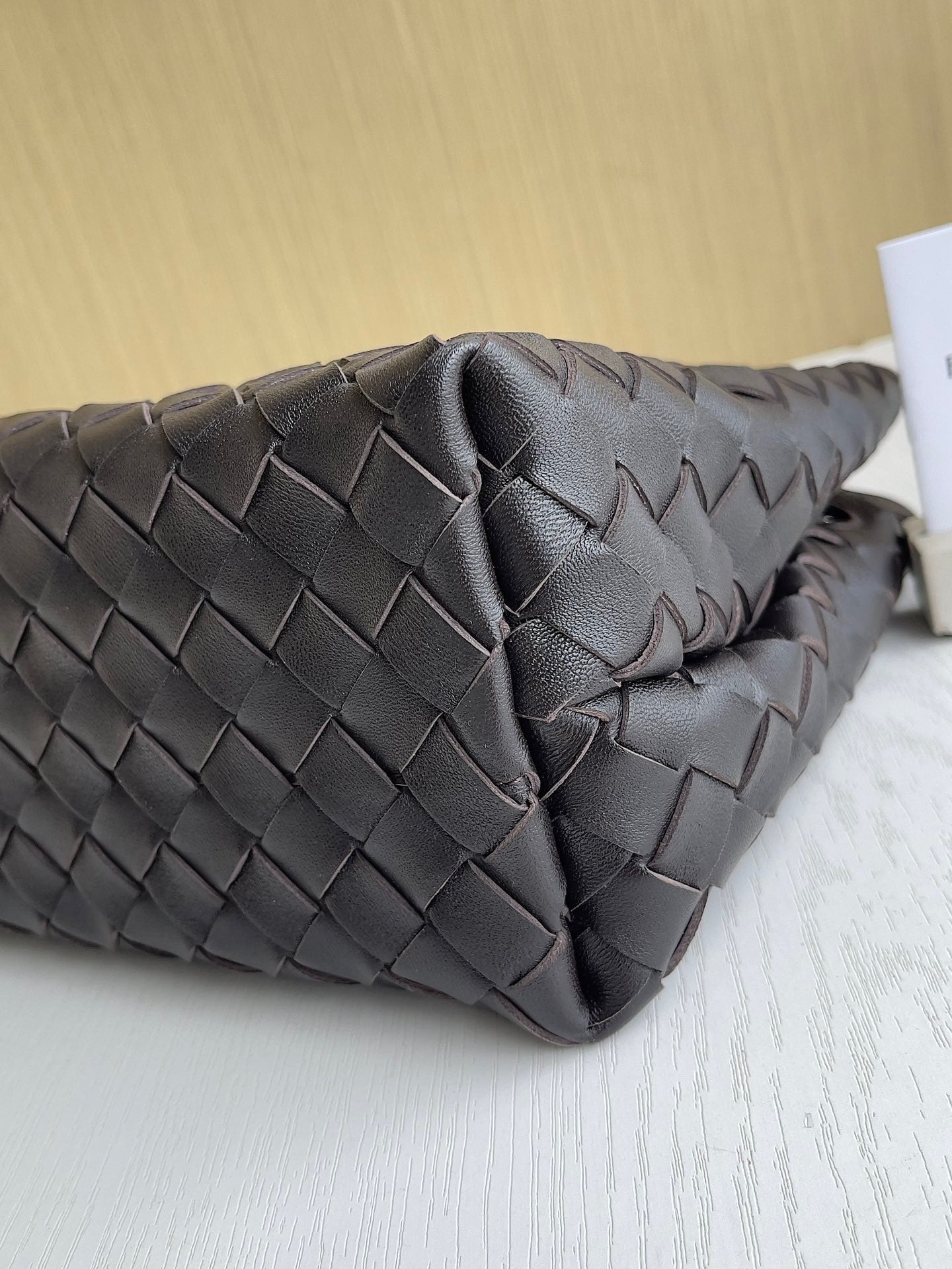 BV Small Andiamo Handbag Dark Brown Fondant 743568