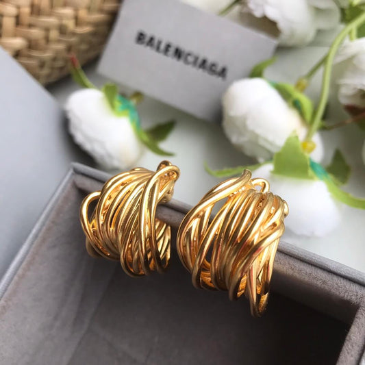balenciaga new fashion premium 18k gold earstuds eh13168a45