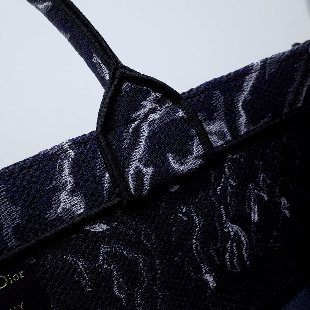 book tote black big size 41cm 1286 embroidery logo blue