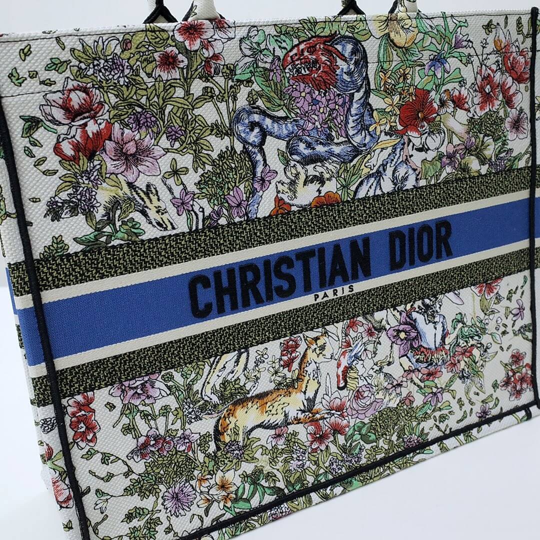 dior book tote green small size 41cm 1286 embroidery logo