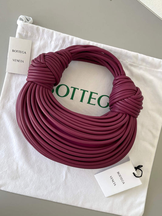 bottega veneta double knot noodle bento bag tubular leather apricot wine red 680934