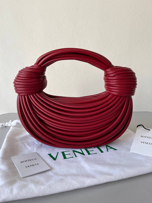 bottega veneta double knot noodle bento bag tubular leather apricot 680934 red