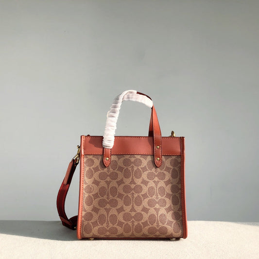 coach tote bag brown pvc small size c3866