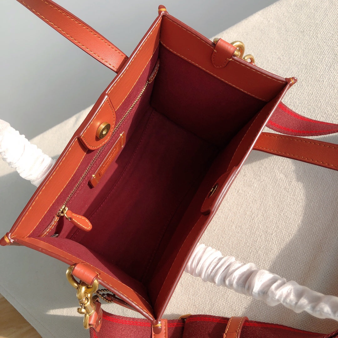 coach tote bag brown pvc small size c3866