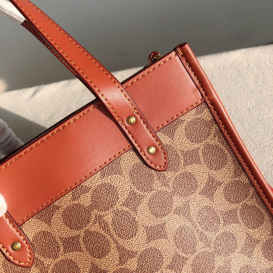 coach tote bag brown pvc small size c3866