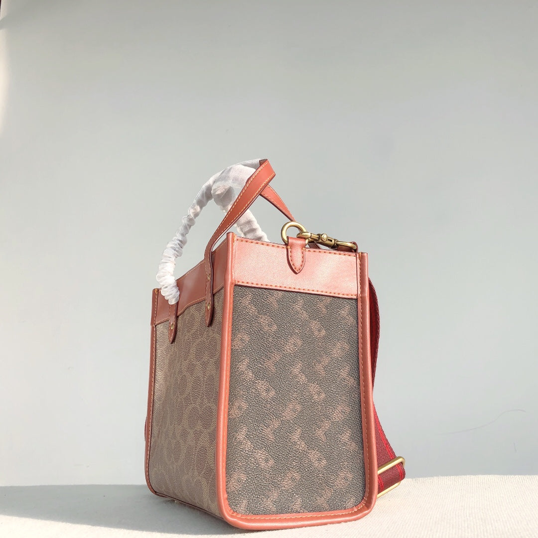 coach tote bag brown pvc small size c3866