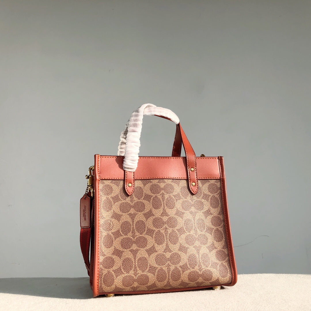 coach tote bag brown pvc small size c3866