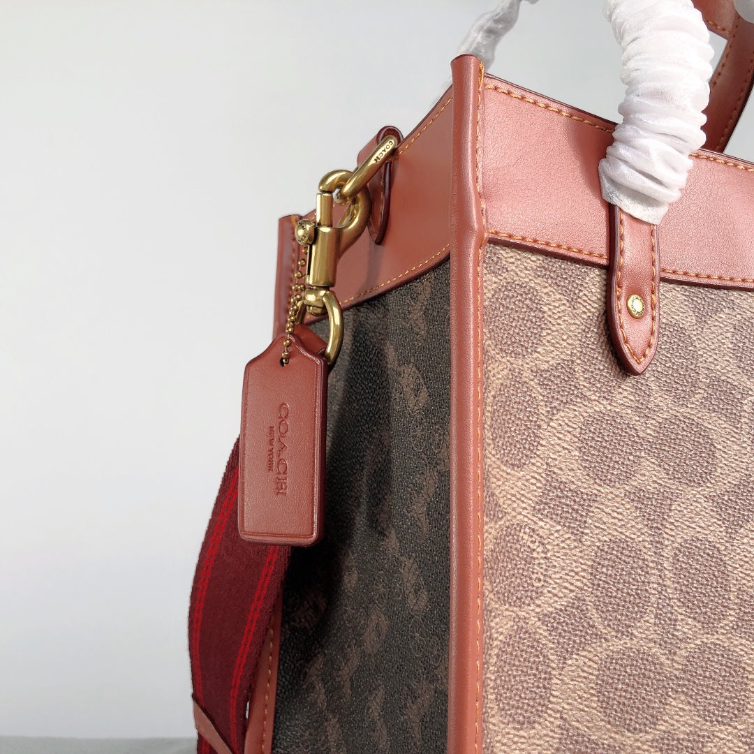 coach tote bag brown pvc small size c3866