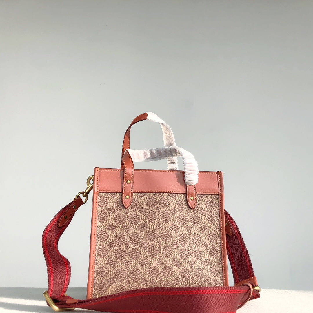 coach tote bag brown pvc small size c3866