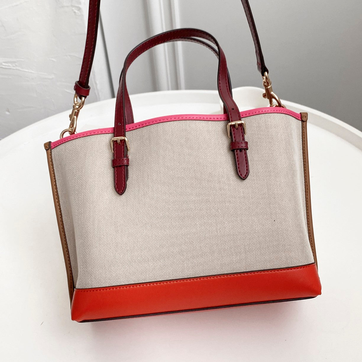 coach tote bag canvas pink