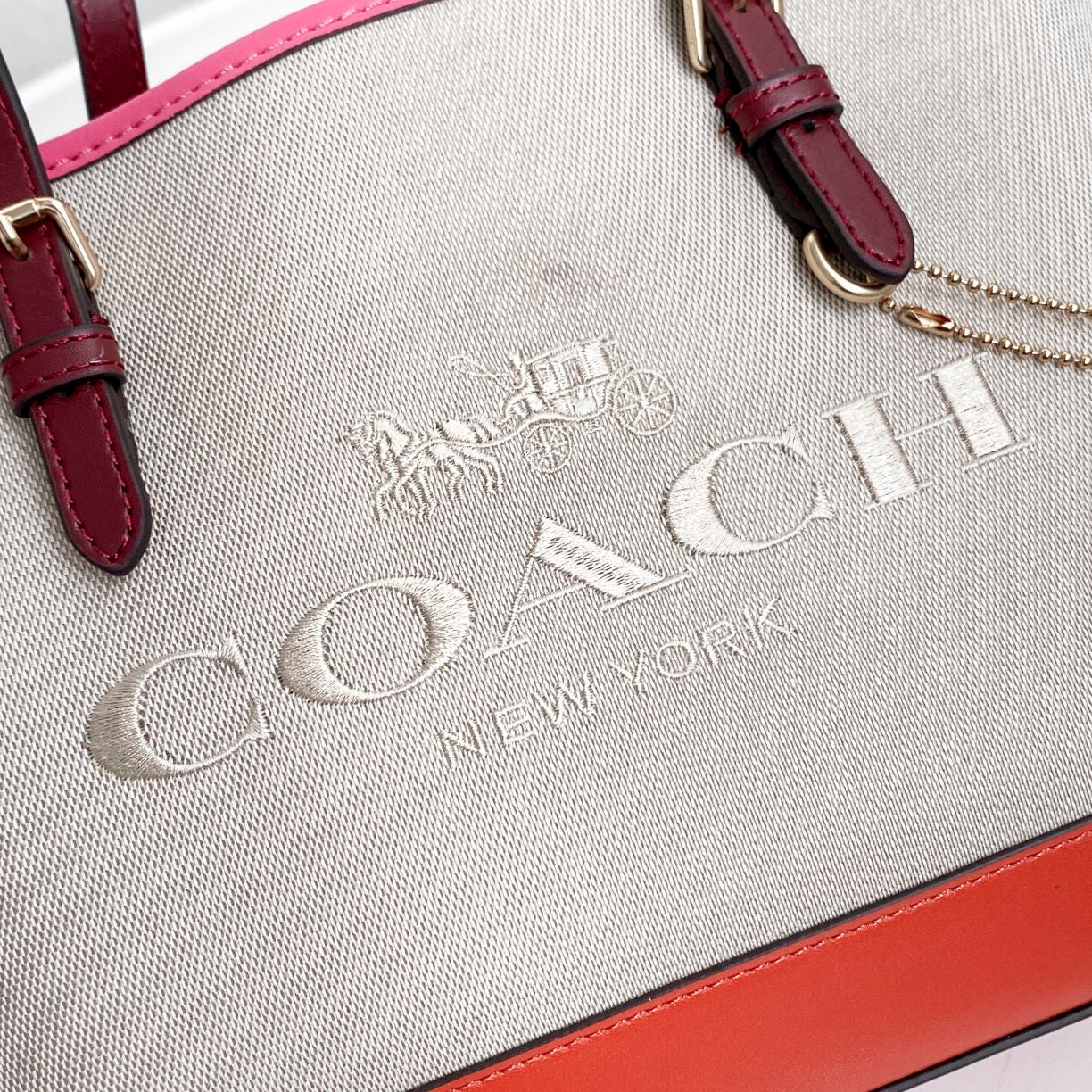 coach tote bag canvas pink